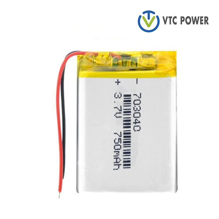 LED light MP3 MP4 Cell Phone DVD Laptop Power Bank အတွက် 703040 750mAh 3.7V Li-po အားပြန်သွင်းနိုင်သော Lithium ဘက်ထရီ